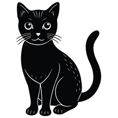 black and white cat vector 