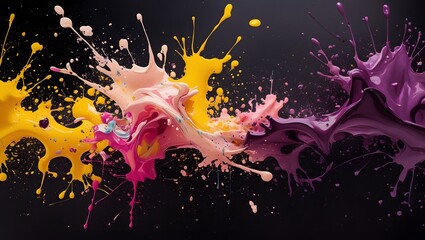 Colorful abstract splatter art in rich tones. Perfect for edgy, modern art concepts, advertising, and high-energy graphic designs.