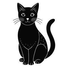 black and white cat vector 