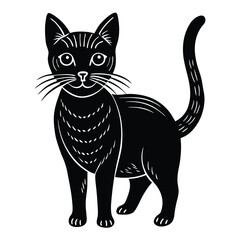 black and white cat vector 