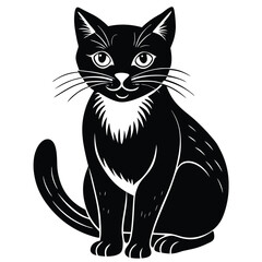black and white cat vector 
