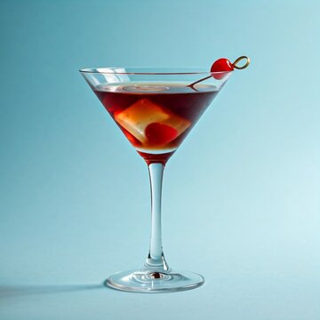 a hanky panky cocktail with gin, sweet vermouth, and fernet branca in a martini glass. maraschino cherry garnish