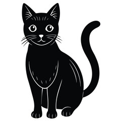 black and white cat vector 