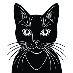 black and white cat vector 