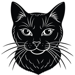 black and white cat vector 
