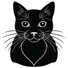 black and white cat vector 