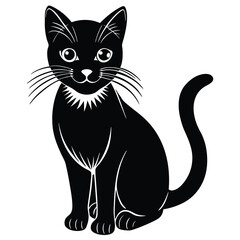 black and white cat vector 