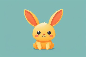 Obraz premium cartoon rabbit sitting on a blue background