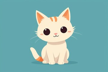 Fototapeta premium there is a cartoon cat sitting on a blue surface