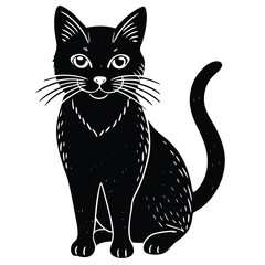black and white cat vector 