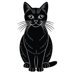 black and white cat vector 
