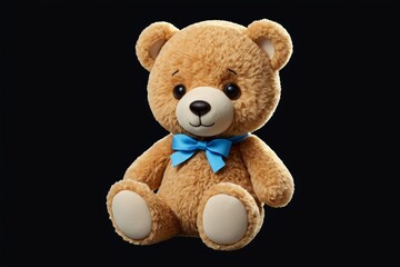Obraz premium there is a brown teddy bear with a blue bow on its neck