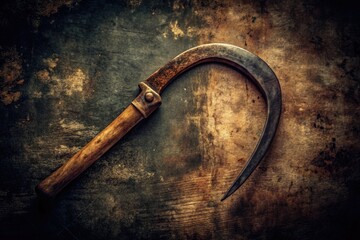 Vintage Halloween Sickle PNG, Retro Grim Reaper Scythe, Old Photo Style, Spooky Harvest, Autumnal Death Image