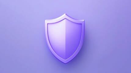 Purple shield on purple background, a symbol of safety, security and protection in minimalist design