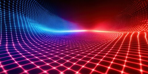 Red and blue background with a red line