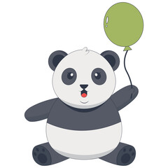 Cute Animal Panda Character with Cartoon Design Concept. Vector Illustration