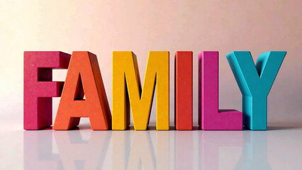 This image features the word 'FAMILY' brightly colored, symbolizing the importance and vibrancy of leadership qualities in a professional or personal setting.