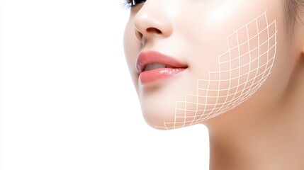 Fototapeta premium Closeup portrait of a woman wearing white face mask for skincare, beauty and wellness. lifestyle healthcare concept. radiant skin, natural beauty treatment.
