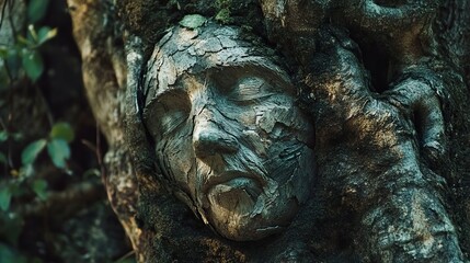 Nature's Embrace: A Serene Wood Sculpture