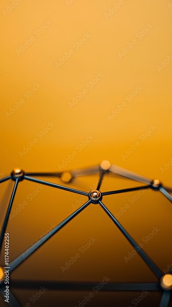 Poster futuristic network connection abstract golden tech background