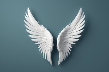 Obraz premium a close up of a white angel wings on a blue background