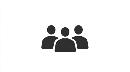 Striking black and white icon of three people, a symbol of connection, teamwork, shared goals in minimalist design