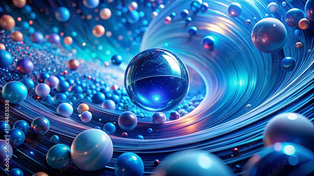 Poster abstract blue gradient sphere loop video background - dynamic particle wallpaper