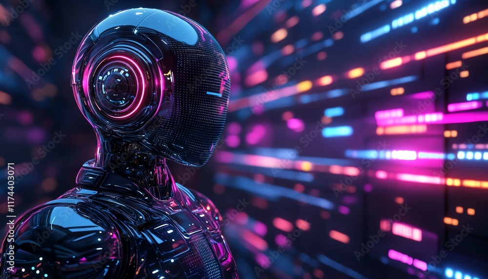 Aufkleber a techdriven customer support scene with holographic ai assistants and glowing chatbot speech bubble