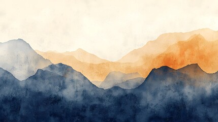 Mountain Sunrise Overlooking Serene Landscape Nature Illustration Tranquil Environment Artistic Perspective