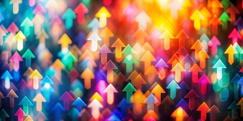 Abstract Bokeh Arrows Background: Soft Focus, Colorful Arrows, Blurred Lights