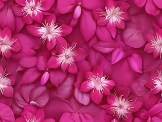 Minimalistic white background with pink fuchsia flowers bordering the right side flat lay top view