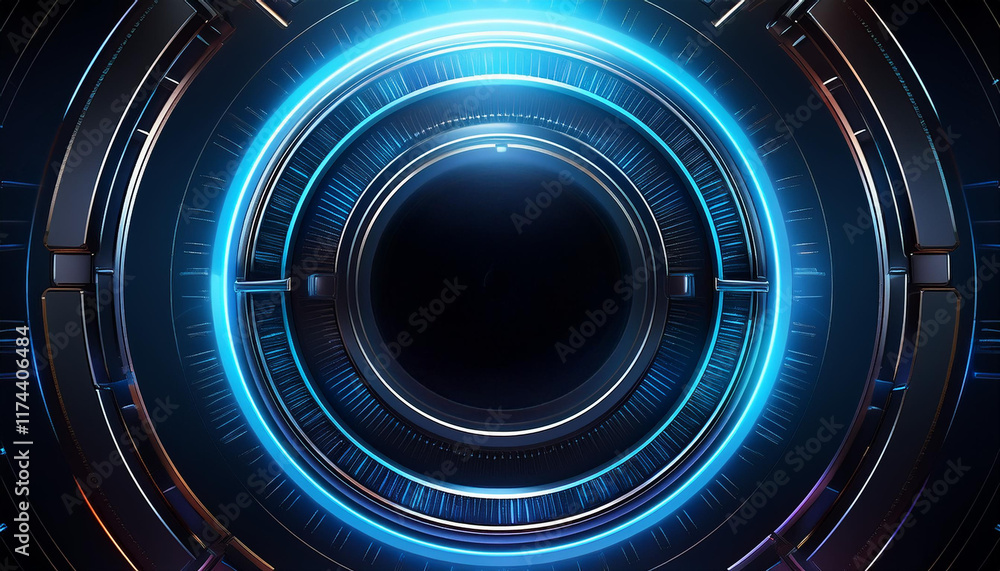 Poster cybernetic glow: a captivating abstract image of a futuristic technology interface, featuring a glow