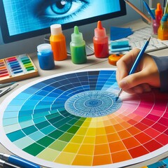 Close up of color correction techniques using color wheel theory