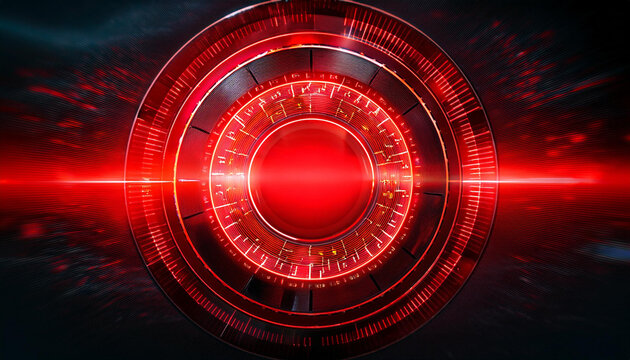 Red Tech Circle: Futuristic interface design, glowing red energy, and technological innovation concept.  A captivating image perfect for sci-fi, technology, and gaming projects. 