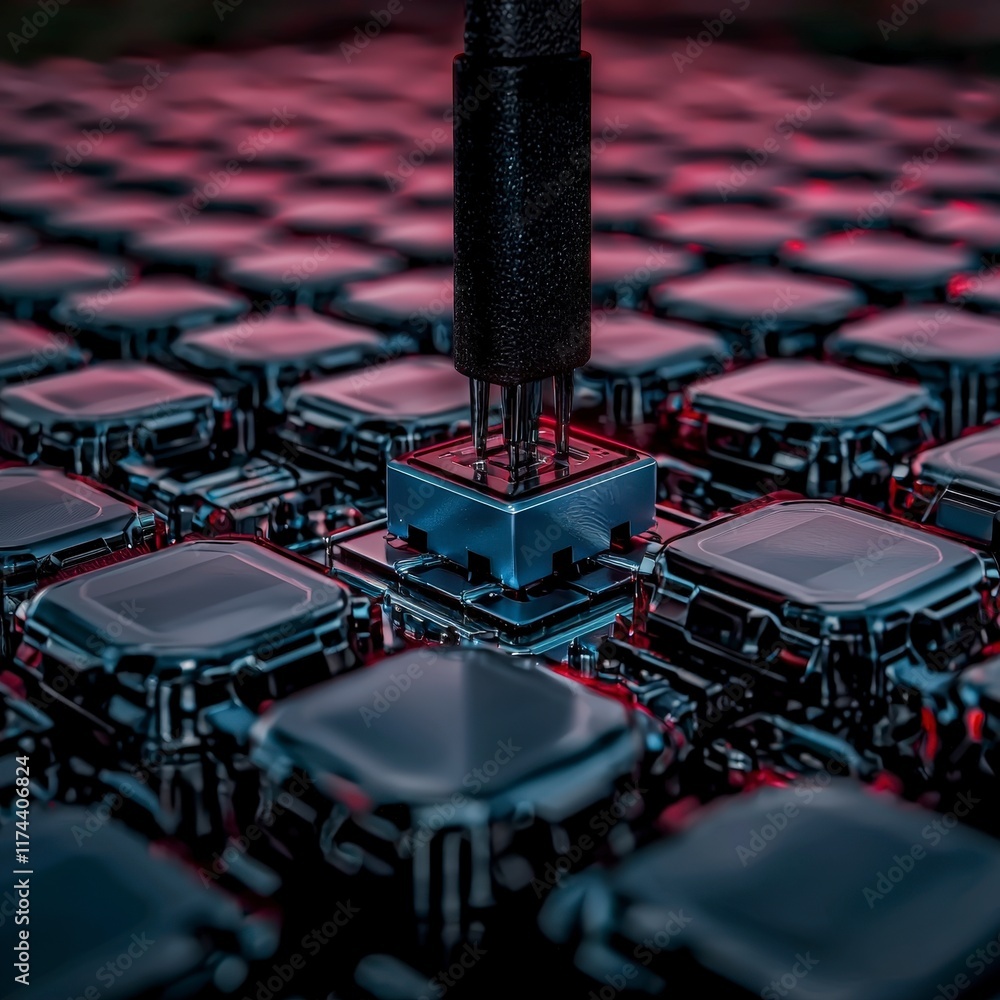 Poster futuristic data transfer digital chip connection high tech 3d render