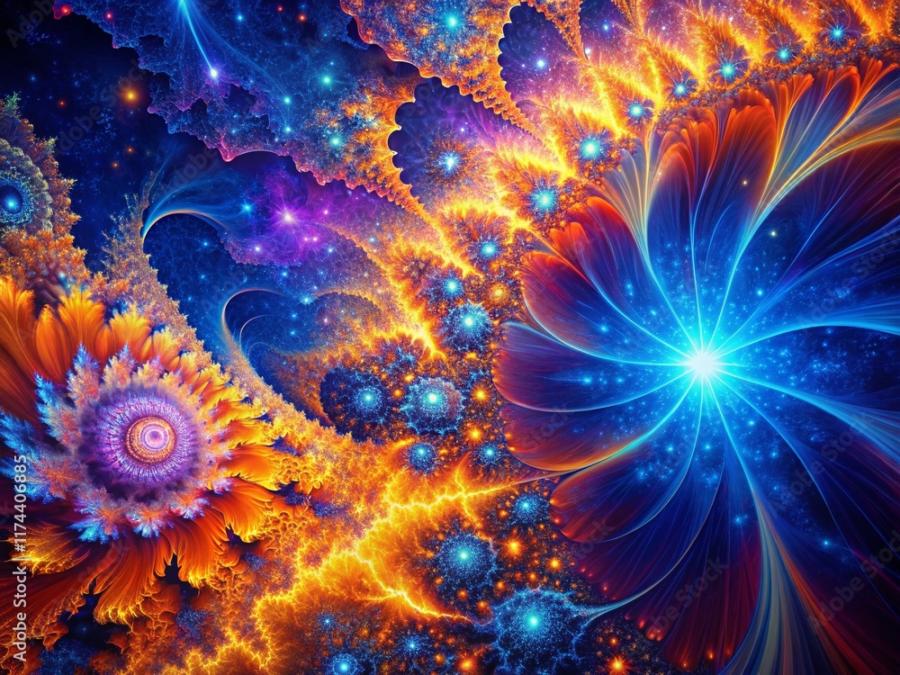 Poster abstract fractal burst background: vibrant energy and dynamic design - generative ai art
