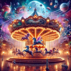 565 Fantasy Carousel A carousel ride with music notes as the ani