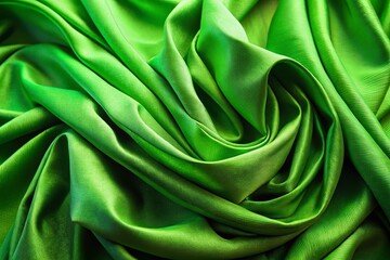 Abstract Green Fabric Drapes Background: Elegant, Textured, Flowing Cloth Photography