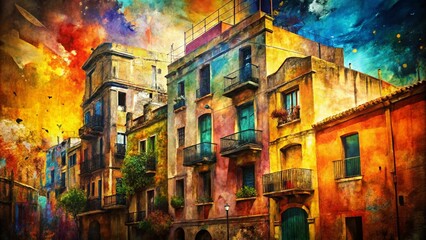 Fototapeta premium Abstract Grunge Background: Brush Strokes, Stains, Paper Texture - Architectural Photography