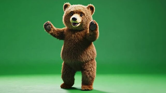 Dancing Brown Bear on Green Screen 