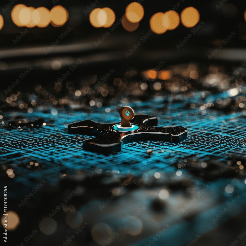Aufkleber futuristic tech interface abstract digital grid network tool key configuration innov