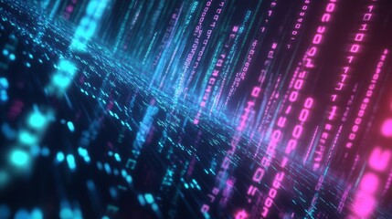 Abstract Binary Code Matrix Illustrating Cyberspace and Internet Technology