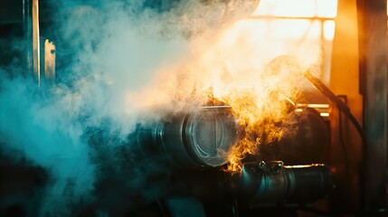 Naklejka premium Industrial Steam Power: Machine in Action