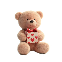 Teddy Bear Surprise: A soft and cuddly teddy bear holds a beautifully wrapped gift box, perfect for capturing a moment of love, joy, and anticipation.