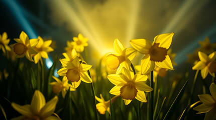 Fototapeta premium daffodils in the wind ganearive.ai
