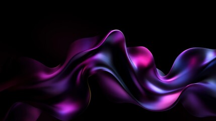 Abstract Purple and Blue Liquid Swirls on Black Background