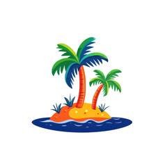 Tropical Island with Palm Trees and Blue Water