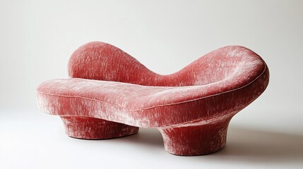 Sculptural Pink Velvet Sofa: Modern Interior Design