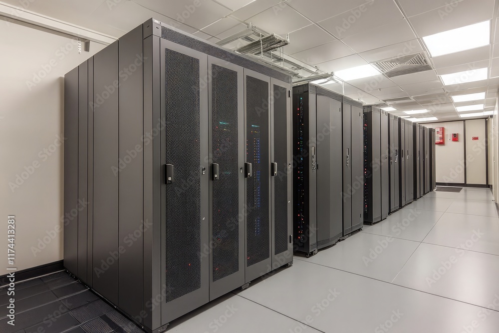 Aufkleber computer data center facility with server racks and cloud storage solutions