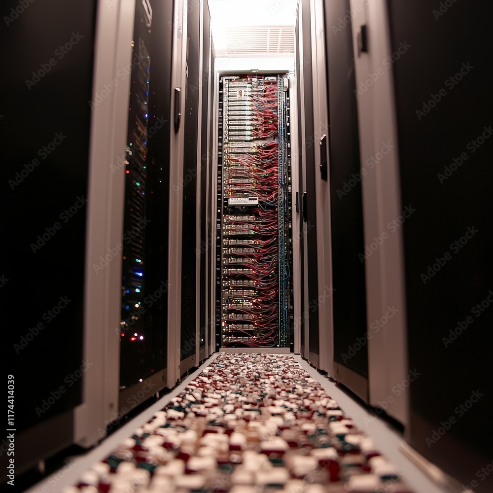 Poster data center server room technology network infrastructure it servers computing hard